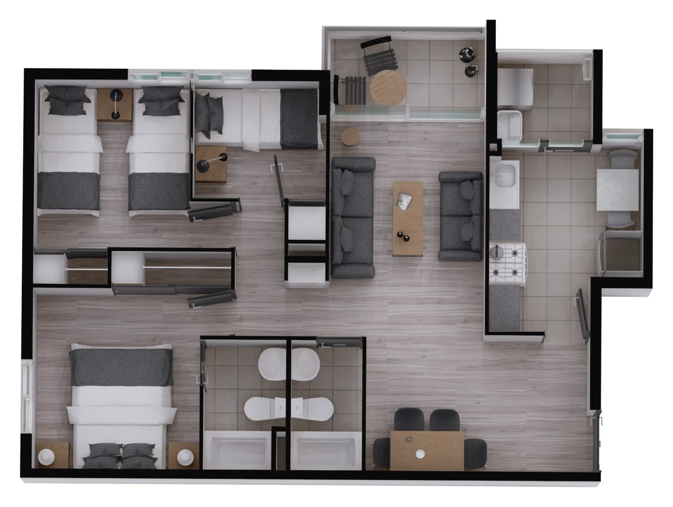 Planta del departamento T3B