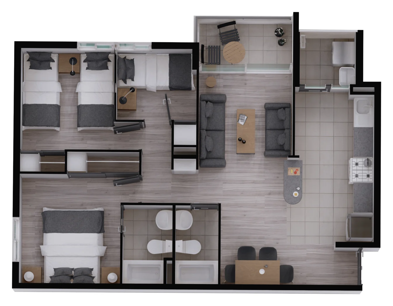 Planta del departamento T3C
